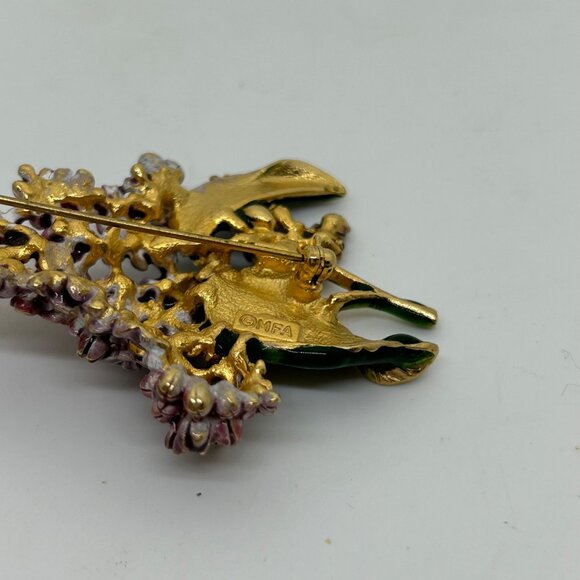 Vintage Museum Of Fine Arts Lilac Brooch Enamel Flower Gold-tone MFA - Picture 10 of 16